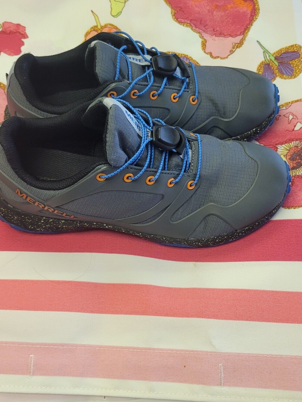 Merrell Men's Gray Sneakers with Blue and Orange Accents